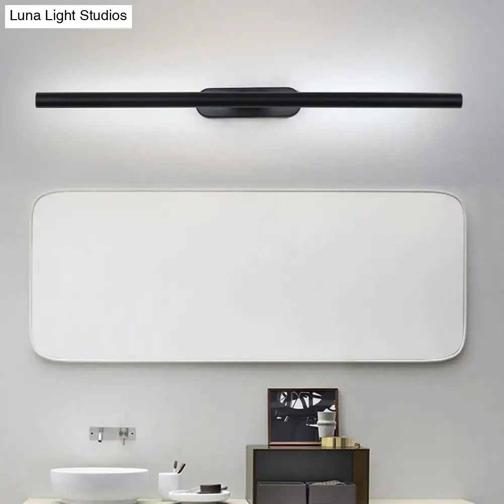 Modern black rectangular led bathroom light fixture with sleek design for vanity use and maximum bulb wattage efficiency