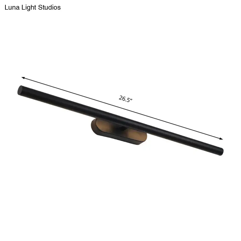 Modern black and white led wall vanity light with black matte finish and bronze-toned bracket for bathroom use