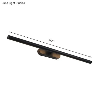 Modern black and white led wall vanity light with black matte finish and bronze-toned bracket for bathroom use