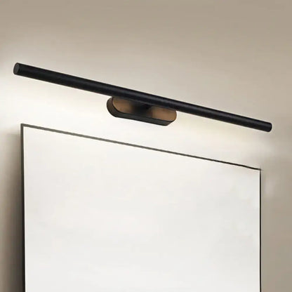 Modern black and white led wall vanity light with black matte finish and bronze mounting bracket for bathroom use
