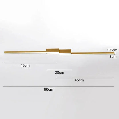 Modern gold-toned linear wall sconce with minimalist design and segmented lighting elements for decorbites led ceiling light