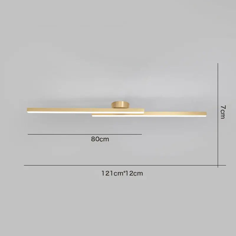 Modern gold-toned minimalist ceiling light with two horizontal LED bars for living room decorbites LED ceiling light