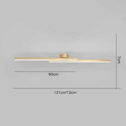 Modern gold-toned minimalist ceiling light with two horizontal LED bars for living room decorbites LED ceiling light