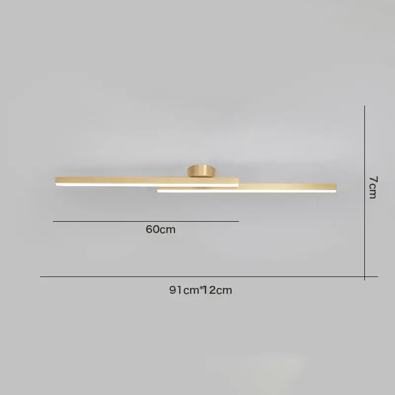 Modern gold-toned minimalist ceiling light with sleek linear design and integrated LED strip for decorbites LED ceiling