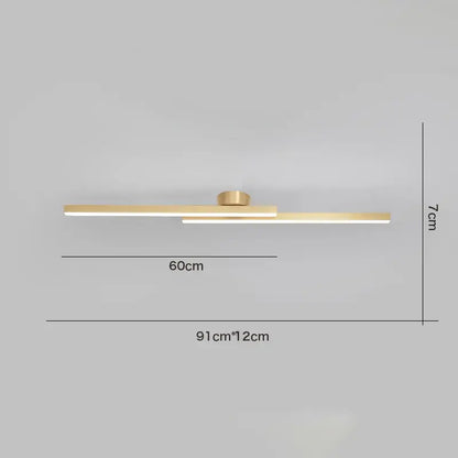 Modern gold-toned minimalist ceiling light with sleek linear design and integrated LED strip for decorbites LED ceiling