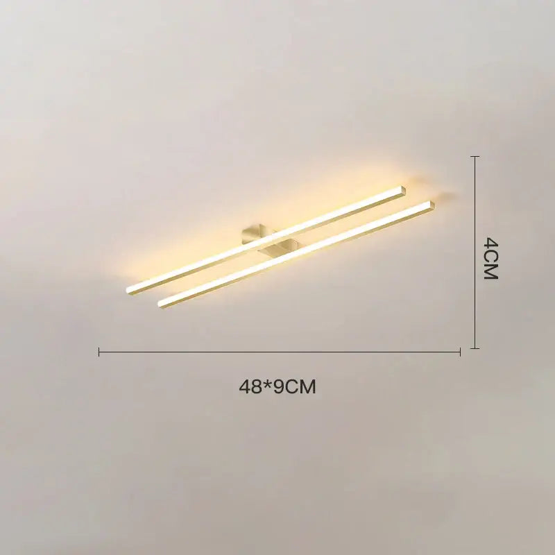 Modern black and white linear led ceiling light with gold-finished double-bar minimalist design for living room decorbites led ceiling