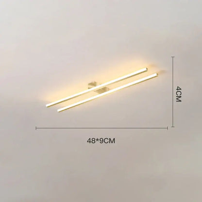 Modern black and white linear led ceiling light with gold-finished double-bar minimalist design for living room decorbites led ceiling
