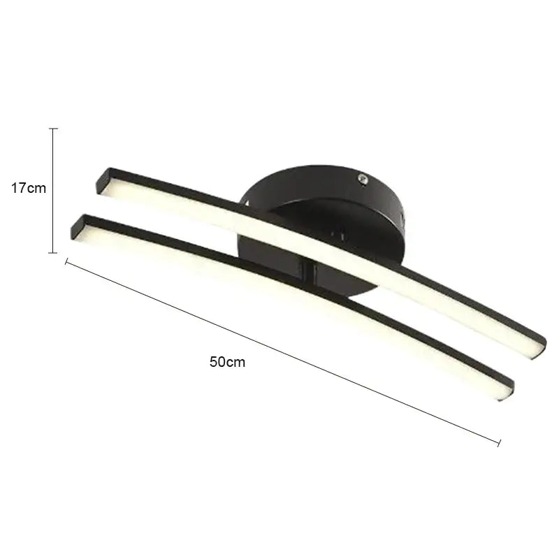 Modern black and white linear led ceiling light with two horizontal illuminated bars for living room decorbites led ceiling
