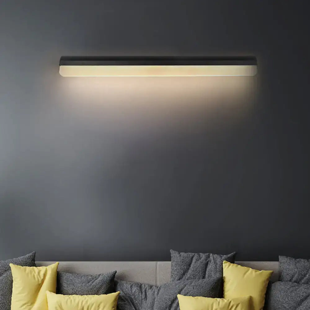 Modern black and white linear led wall light bathroom sconce with sleek rectangular minimalist design