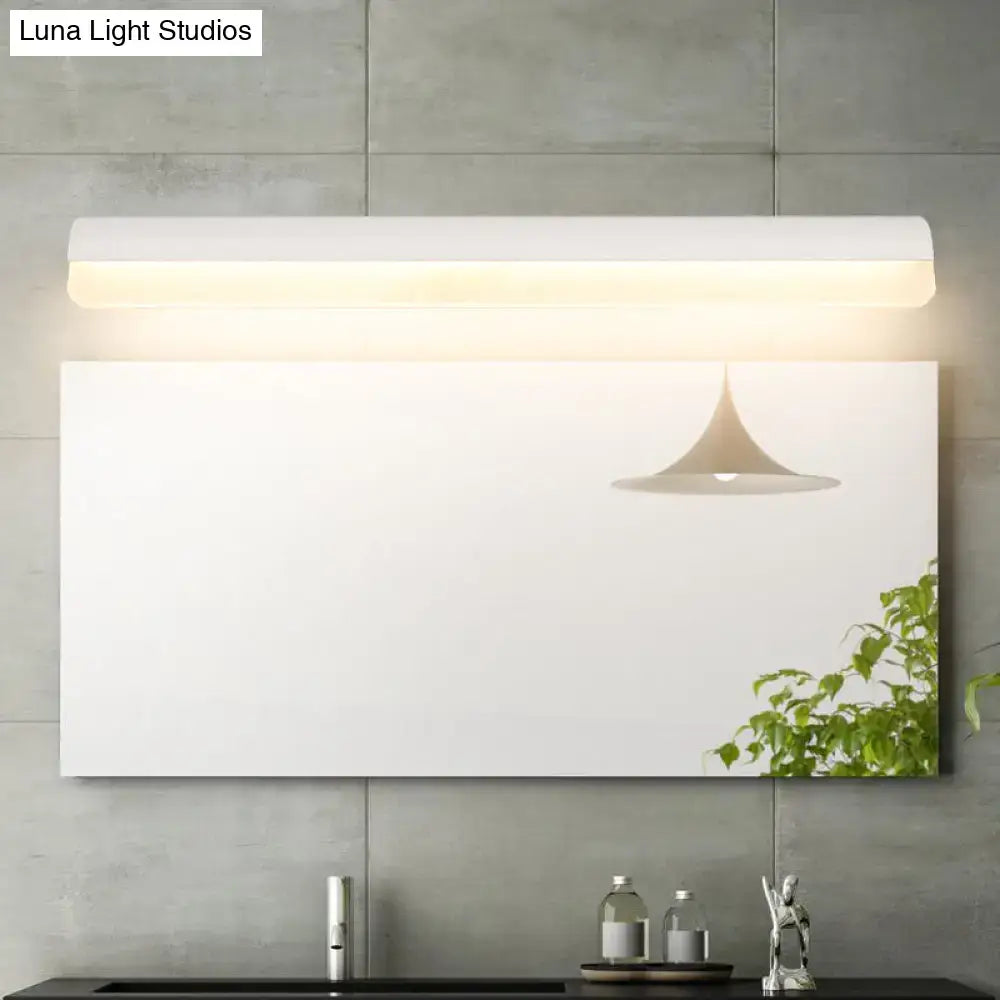 Modern black and white linear led wall light featuring a sleek white rectangular led bathroom mirror light design