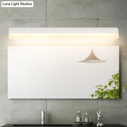 Modern black and white linear led wall light featuring a sleek white rectangular led bathroom mirror light design