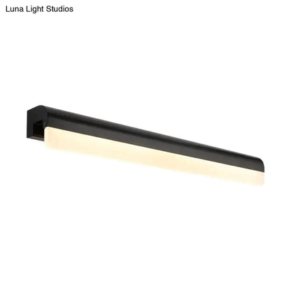 Modern black and white linear led wall light bathroom sconce with black matte finish and warm diffused light output