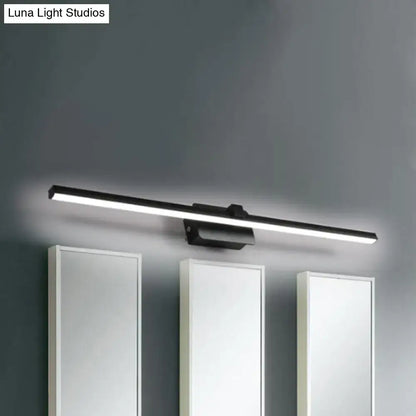 Modern black white linear light fixture with slim rectangular led vanity light for bathroom wall sconce use