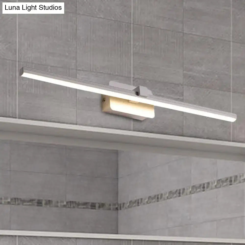Modern black white linear light fixture bathroom wall sconce with silver-finished rectangular led and warm white illumination