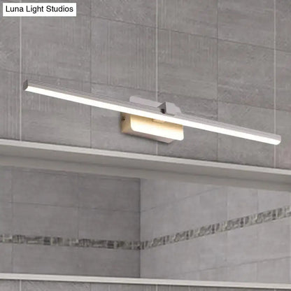 Modern black white linear light fixture bathroom wall sconce with silver-finished rectangular led and warm white illumination