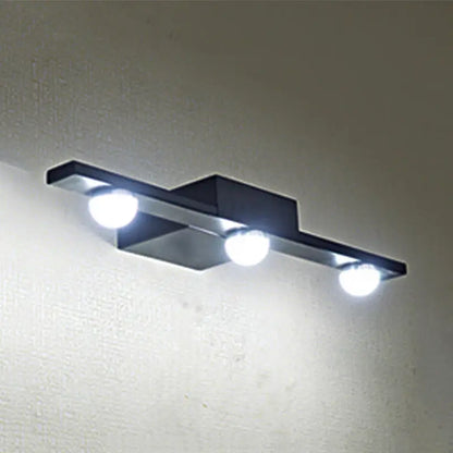 Modern black white linear wall lighting bathroom vanity light with three bright led bulbs emitting warm white light