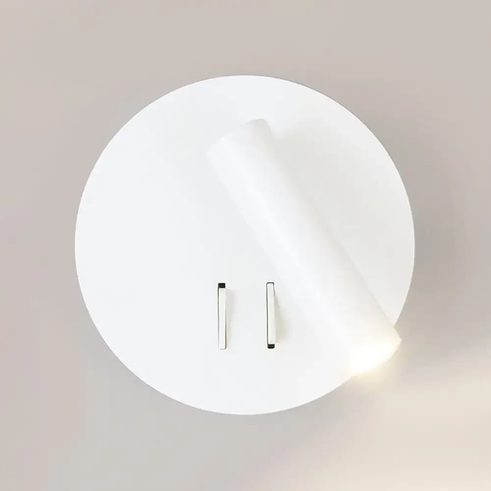 Minimalist black white metal acrylic wall lamp with cylindrical design and dual vertical handles for living room use