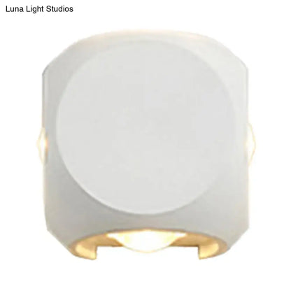 Modern black and white mini cube wall lamp with white matte octagonal sconce and warm led lighting for living room