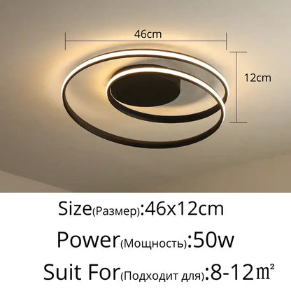 Modern black double-ring decorbites led ceiling light with sleek minimalist design for living room decor