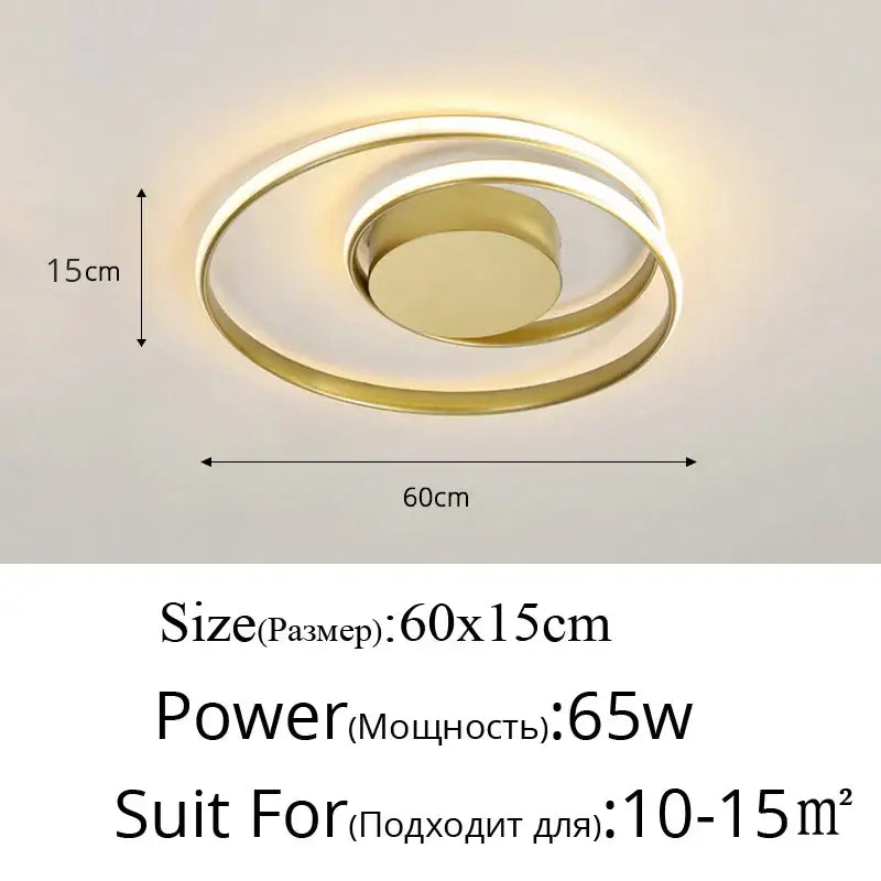 Modern black and white minimalist led ceiling light with gold finish and concentric rings decorbites led ceiling for living room