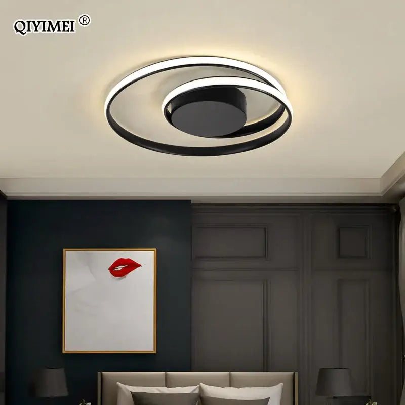 Modern black and white minimalist led ceiling light with sleek concentric rings for living room decorbites led ceiling light