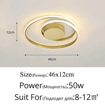 Modern black and white minimalist led ceiling light with gold-toned circular rings and central illuminated disc for living room decorbites led ceiling