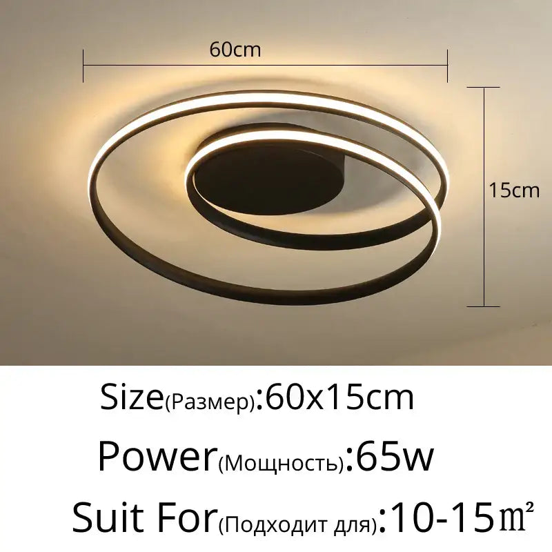 Modern black and white minimalist led ceiling light with two concentric rings for living room decorbites led ceiling light
