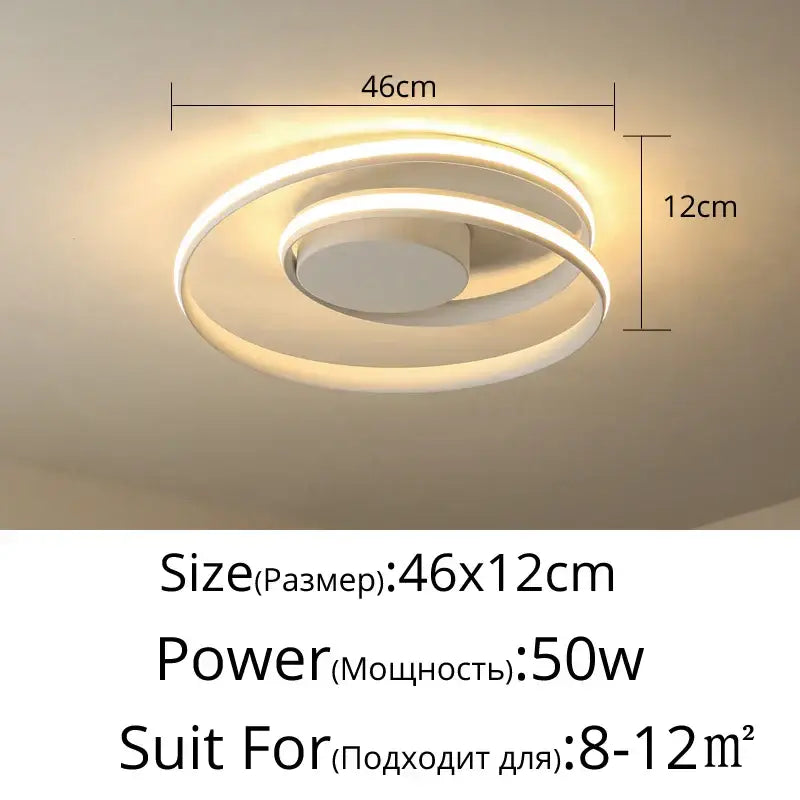 Modern black and white minimalist ceiling light with two concentric led rings emitting warm glow for living room decorbites led ceiling