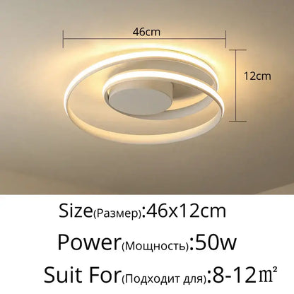 Modern black and white minimalist ceiling light with two concentric led rings emitting warm glow for living room decorbites led ceiling