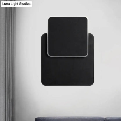 Modern black minimalist wall lamp with sleek layered rectangular design featuring energy-efficient led light for bedroom use
