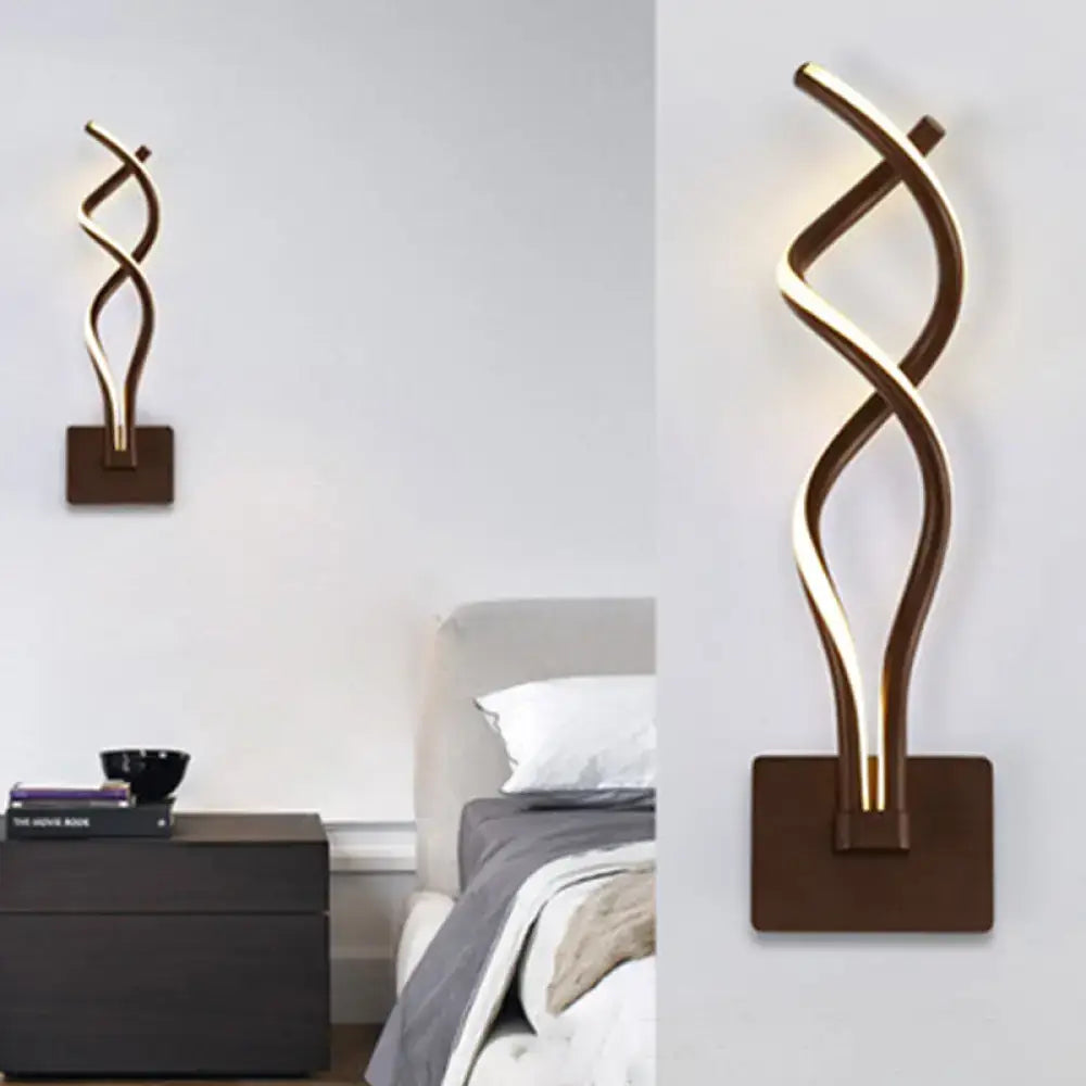 Modern black and white musical note wall lamp with acrylic shade and bronze finished twisted led wall sconce design