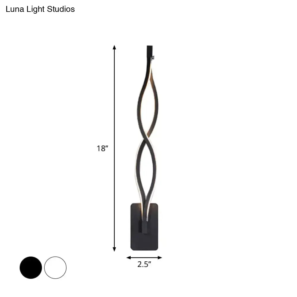 Modern black and white musical note wall lamp with acrylic shade and sleek twisted led floor lamp with rectangular base