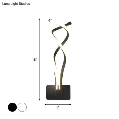 Modern black and white musical note wall lamp with acrylic shade and 18-inch tall twisting LED floor lamp base