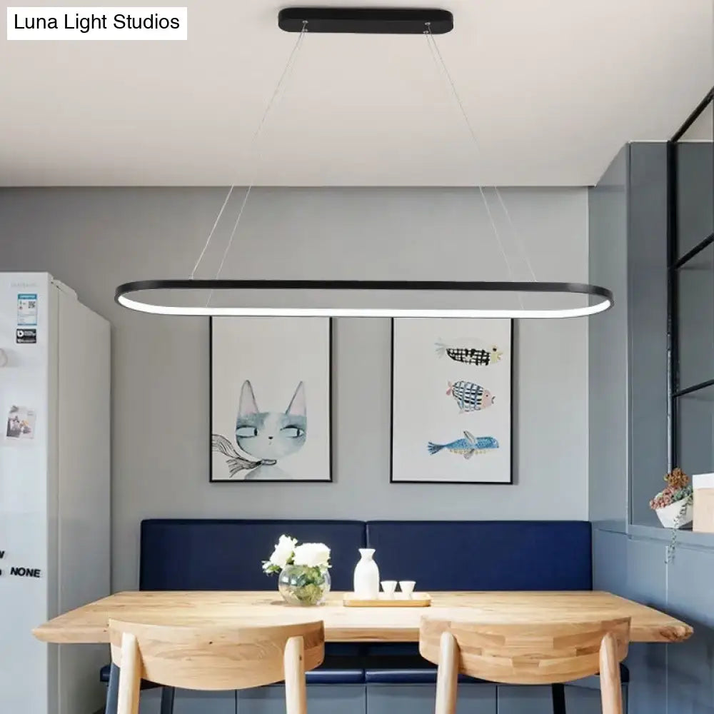 Decorbites™ modern oval suspended led restaurant island light in black metal with sleek minimalist design for dining 220v-240v