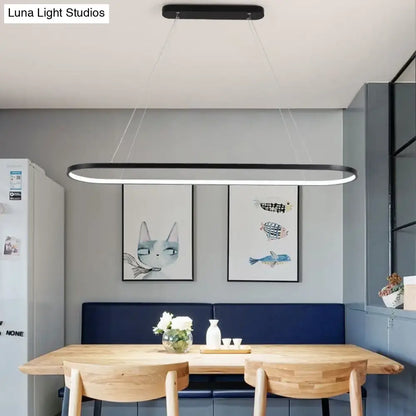 Decorbites™ modern oval suspended led restaurant island light in black metal with sleek minimalist design for dining 220v-240v