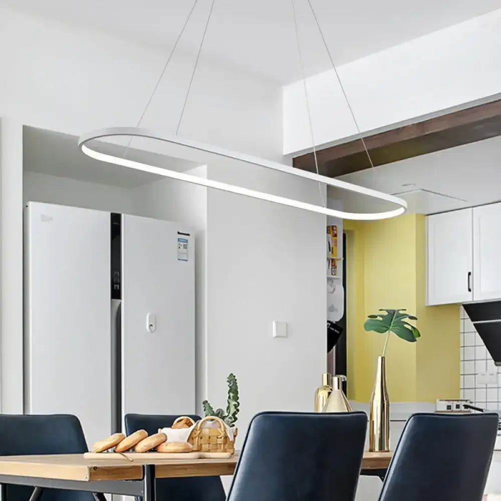 Modern white oval led pendant light by decorbites with sleek metal design for 220v-240v and 110v-120v use