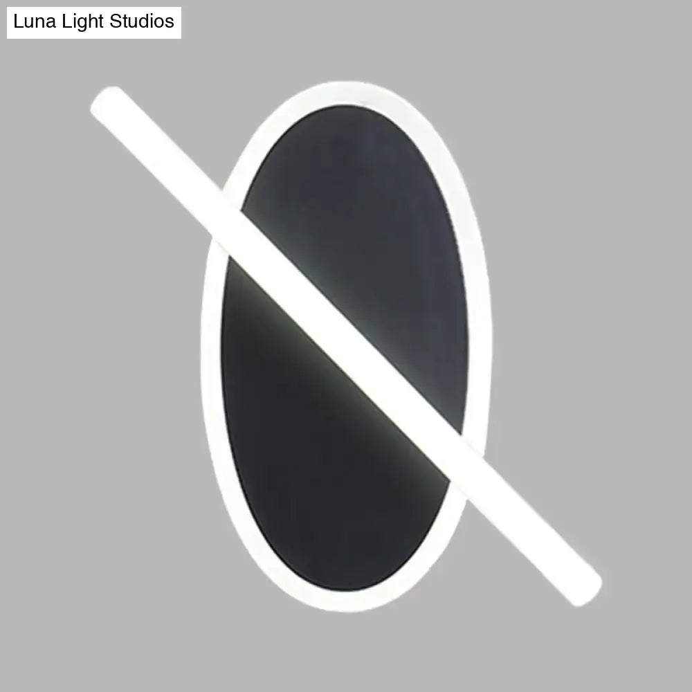 Modern black and white oval led sconce stairway light with sleek frame and warm white glow ceiling fixture