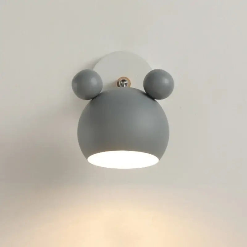 Modern black and white panda led wall lamp with gray spherical design and warm light for bathroom mirror use