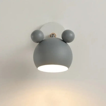 Modern black and white panda led wall lamp with gray spherical design and warm light for bathroom mirror use