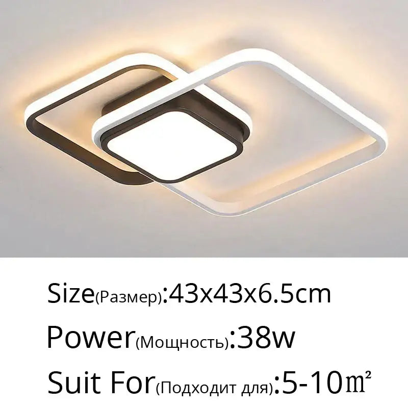 Modern black and white rectangular LED ceiling light with sleek geometric design for living room decorbites LED ceiling