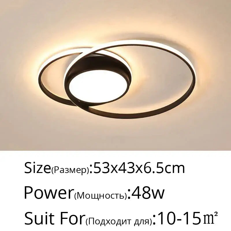 Modern black and white led ceiling light with sleek intertwined circular design for living room decorbites led ceiling light
