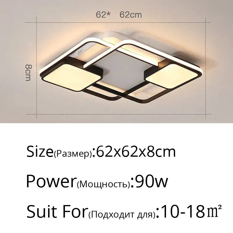 Modern black and white rectangular led ceiling light with sleek frame and four glowing panels for contemporary decorbites ceiling light