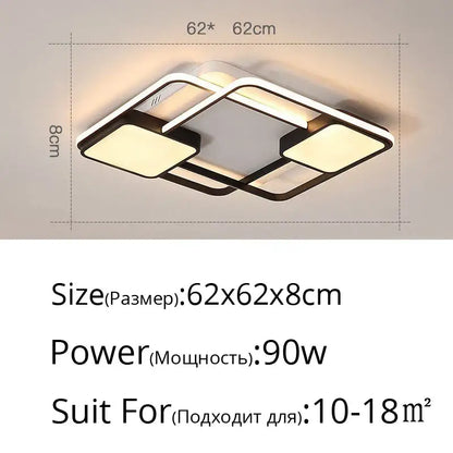 Modern black and white rectangular led ceiling light with sleek frame and four glowing panels for contemporary decorbites ceiling light