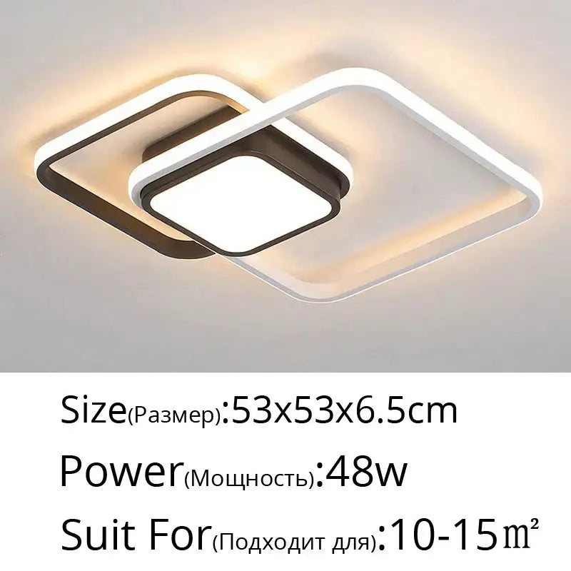 Modern black and white rectangular led ceiling light with sleek frame emitting warm ambient illumination for living room decorbites led ceiling