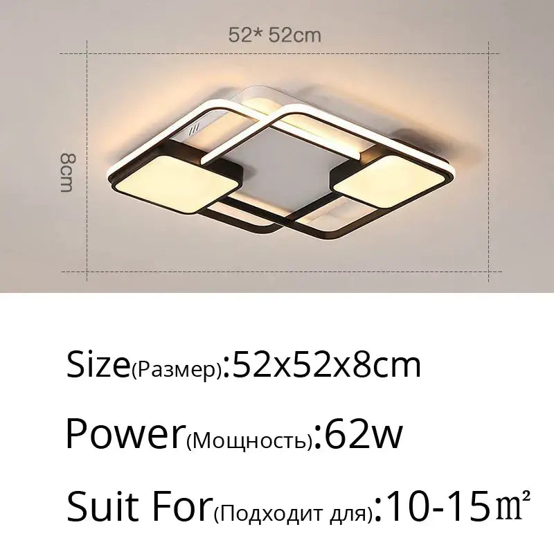 Modern black and white rectangular led ceiling light with a sleek frame and warm white panels for living room decorbites ceiling light