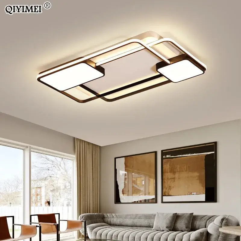 Modern black and white rectangular led ceiling light with sleek metal frame for living room decorbites led ceiling design