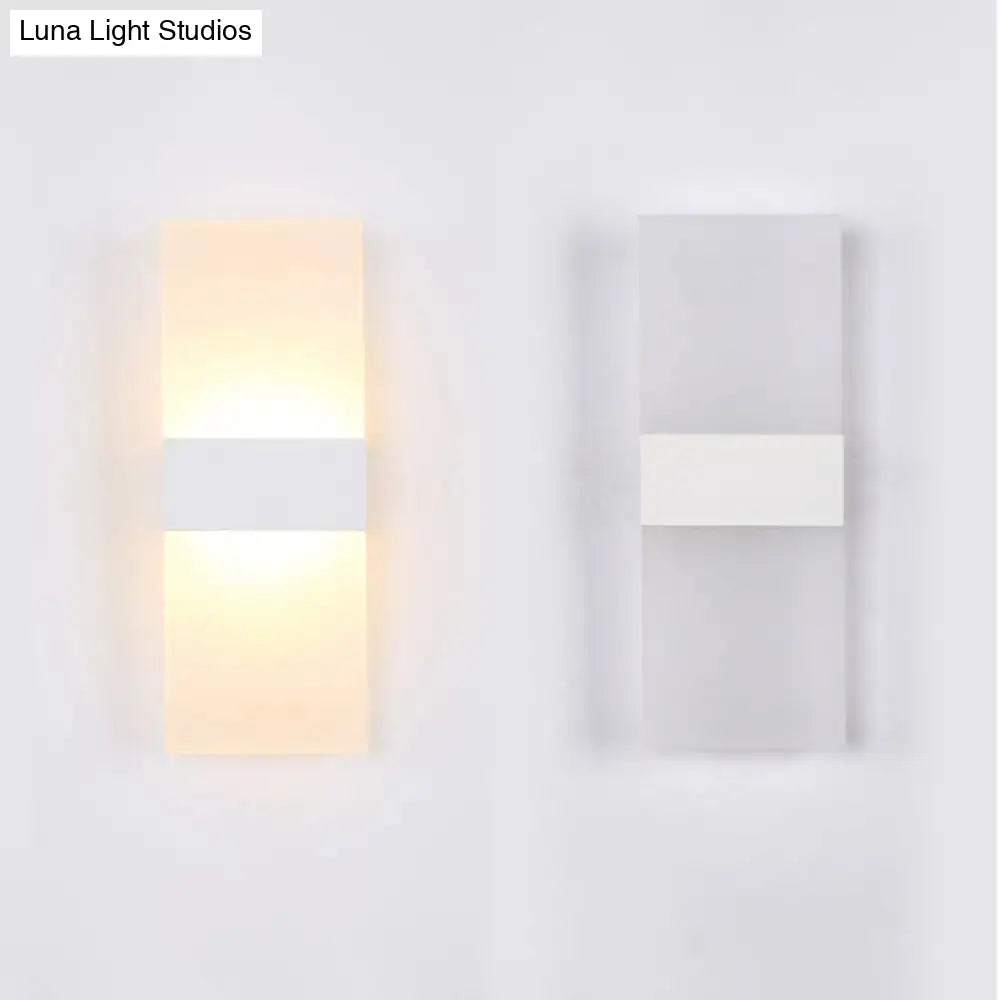 Modern black white rectangular led sconce with sleek white rectangular design and warm diffused lighting for living room wall