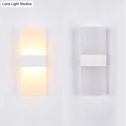 Modern black white rectangular led sconce with sleek white rectangular design and warm diffused lighting for living room wall