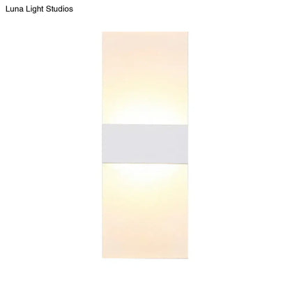 Modern black white rectangular led sconce with frosted glass panels and matte gray accent for living room wall lighting