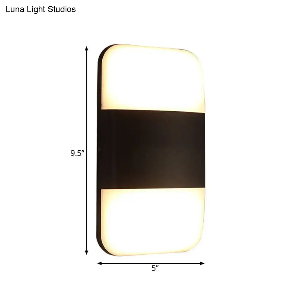 Modern black and white rectangular sconce light with sleek frame and warm white panels compatible with 220v-240v 110v-120v
